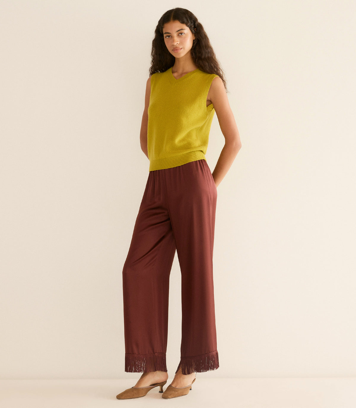 DAMIA CASHMERE VEST -- ANTIQUE MOSS